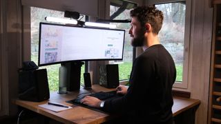 Kore working at his standing desk
